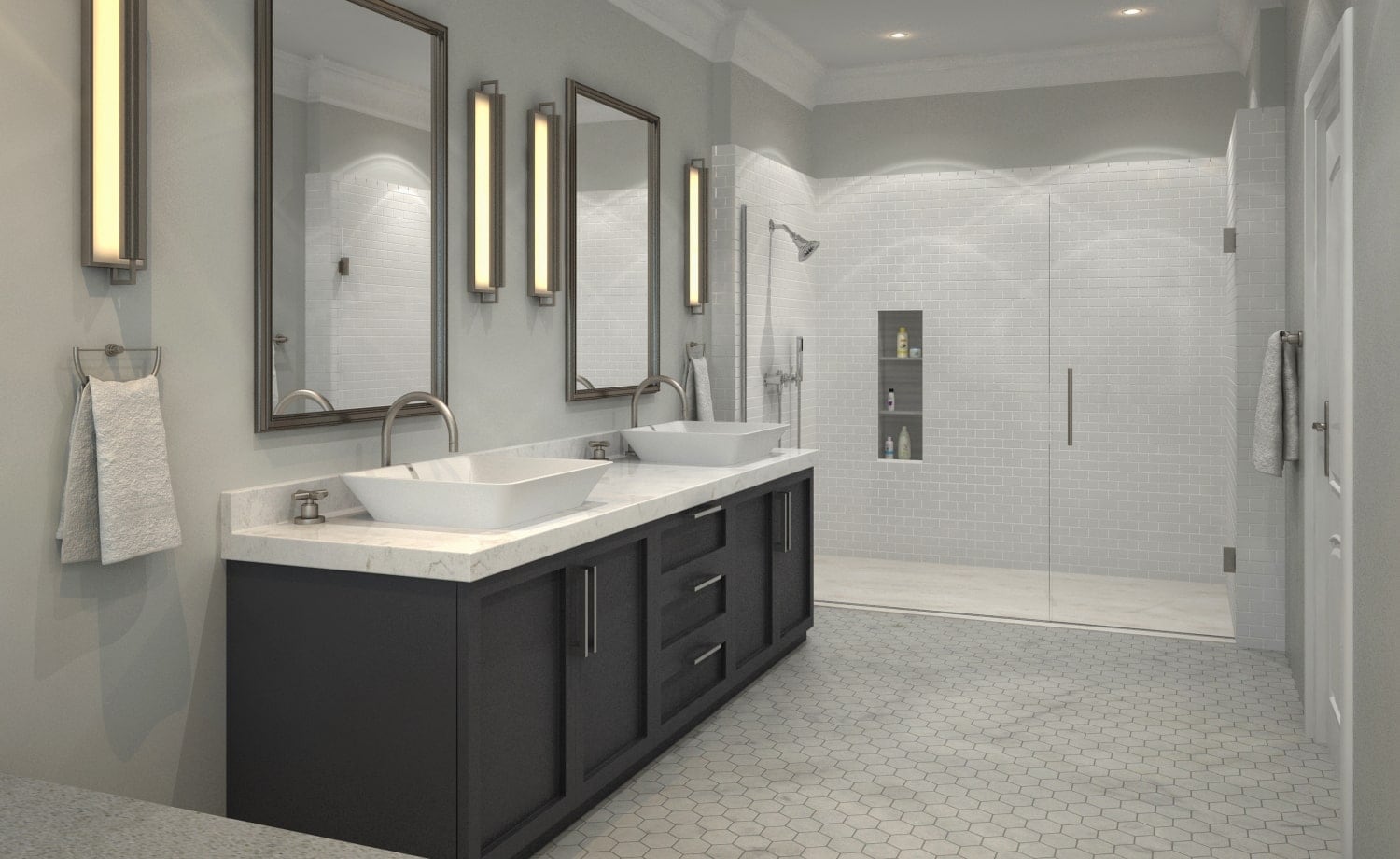 Luxury modern bathroom with Encompass shower base